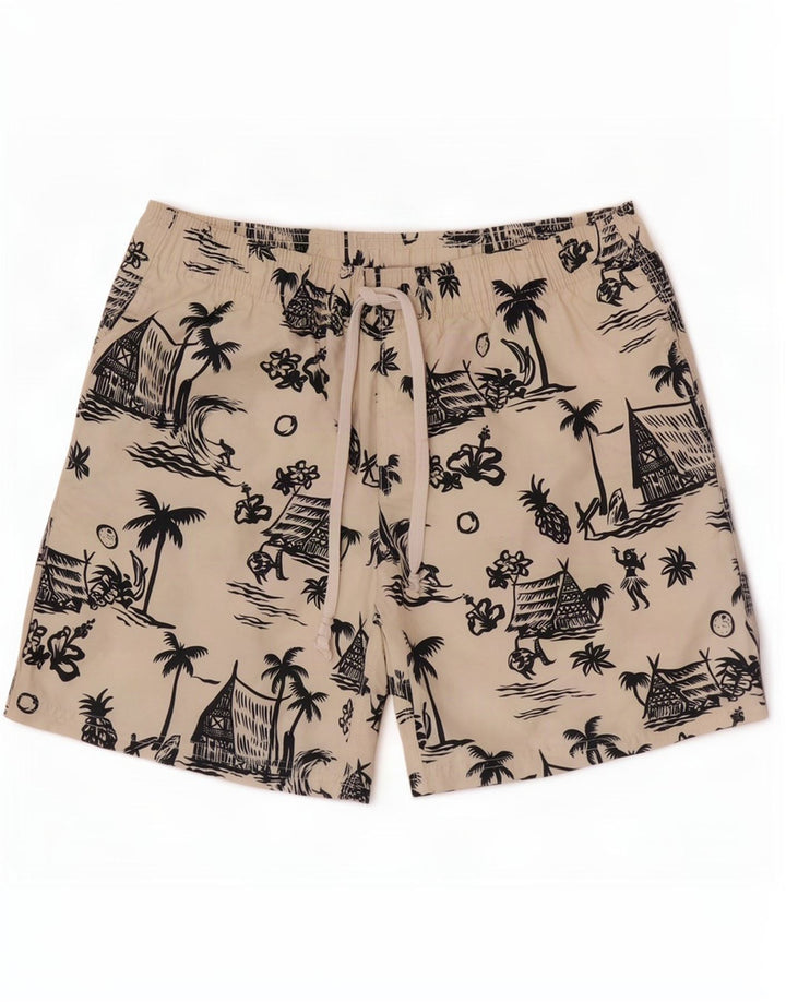 Sundek Herren-Badeshorts mit Grafik, Größe S, cremefarben, hawaiianisch