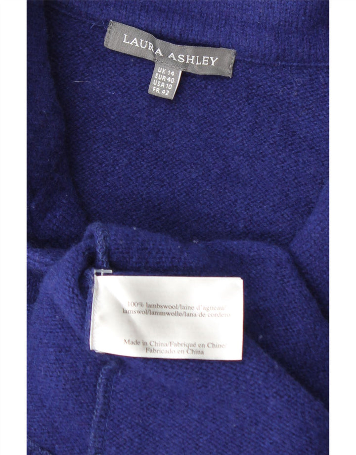 Laura Ashley Damen-Blazer mit 4 Knöpfen, UK 14, mittelblaue Wolle