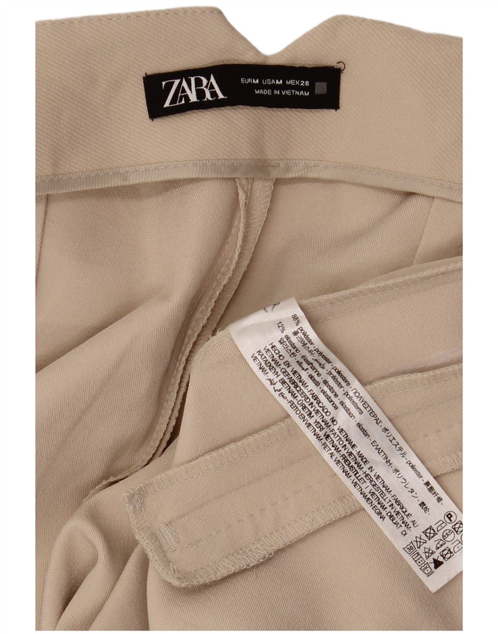 Zara Damen-Hose mit weitem Bein, mittelgroß, W28, L26, Beige, Polyester