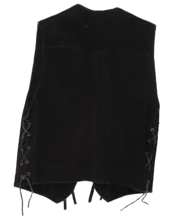 Vintage Damen Motorstyle Lederweste UK 18 XL Schwarzes Leder