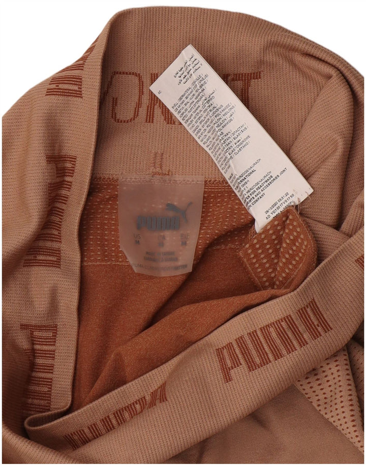 Puma Womens Crop Graphic Leggings UK 12 Medium Beige Geometrisches Nylon