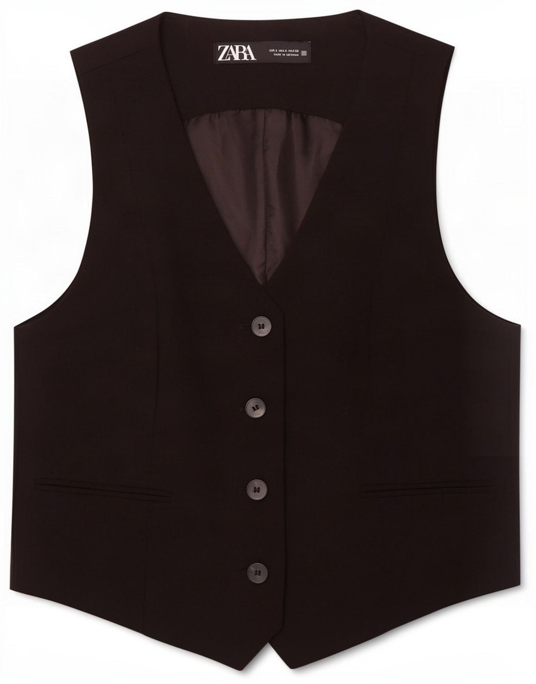 Zara Damen Weste UK 10 Small Schwarz Polyester