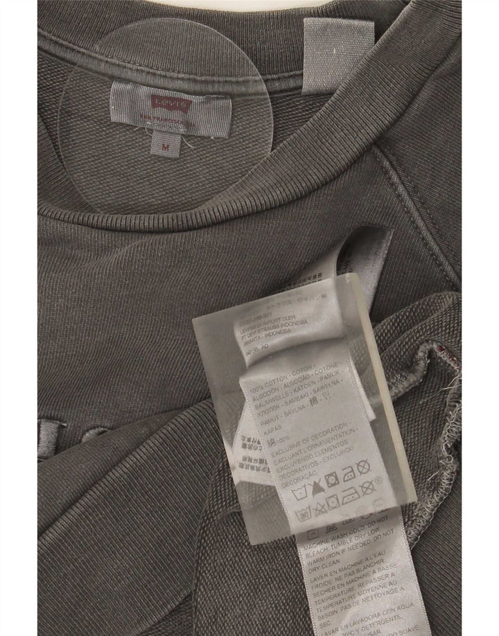 Levi's Damen Crop Graphic Oversized Sweatshirt Pullover UK 14 Mittelgrau