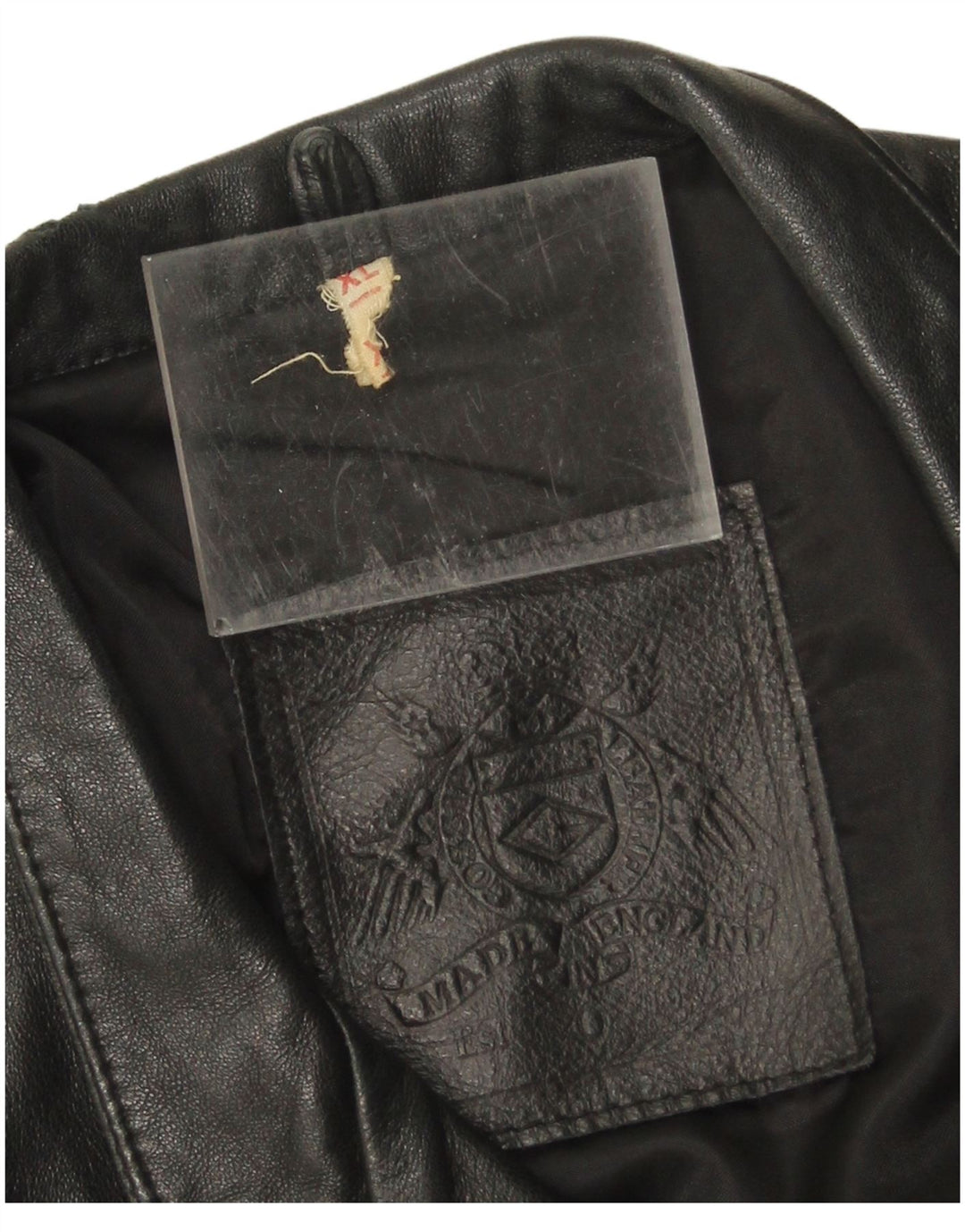 Vintage Damen Ledermantel UK 18 XL Schwarzes Leder