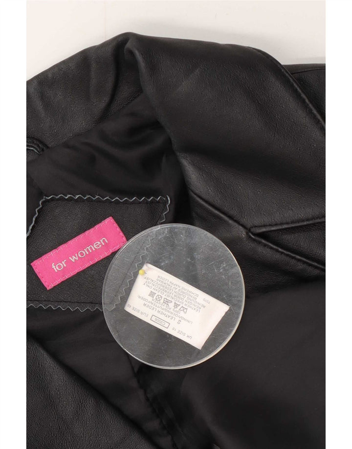 Vintage Damen Ledermantel UK 16 Large Schwarz