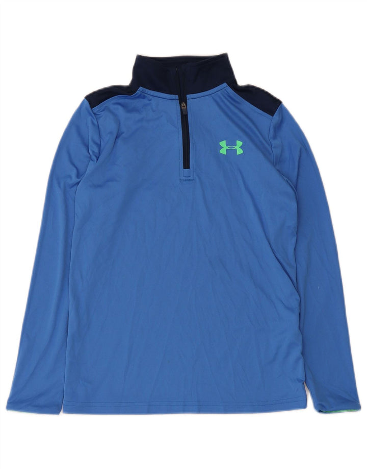 Under Armour Jungen-Trainingsanzugoberteil mit grafischem Pullover, 9–10 Jahre, Mittelblau