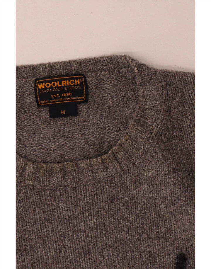 Woolrich Herren-Pullover mit Grafik, mittelgrau gesprenkelte Wolle
