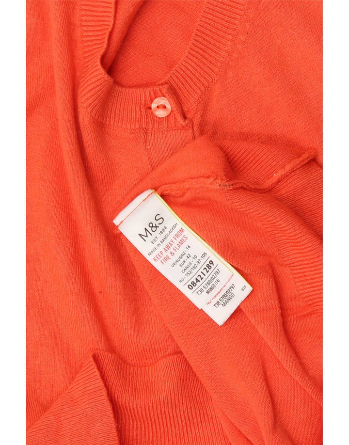 Marks & Spencer Damen Crop Cardigan Pullover UK 14 Mittelorange Viskose