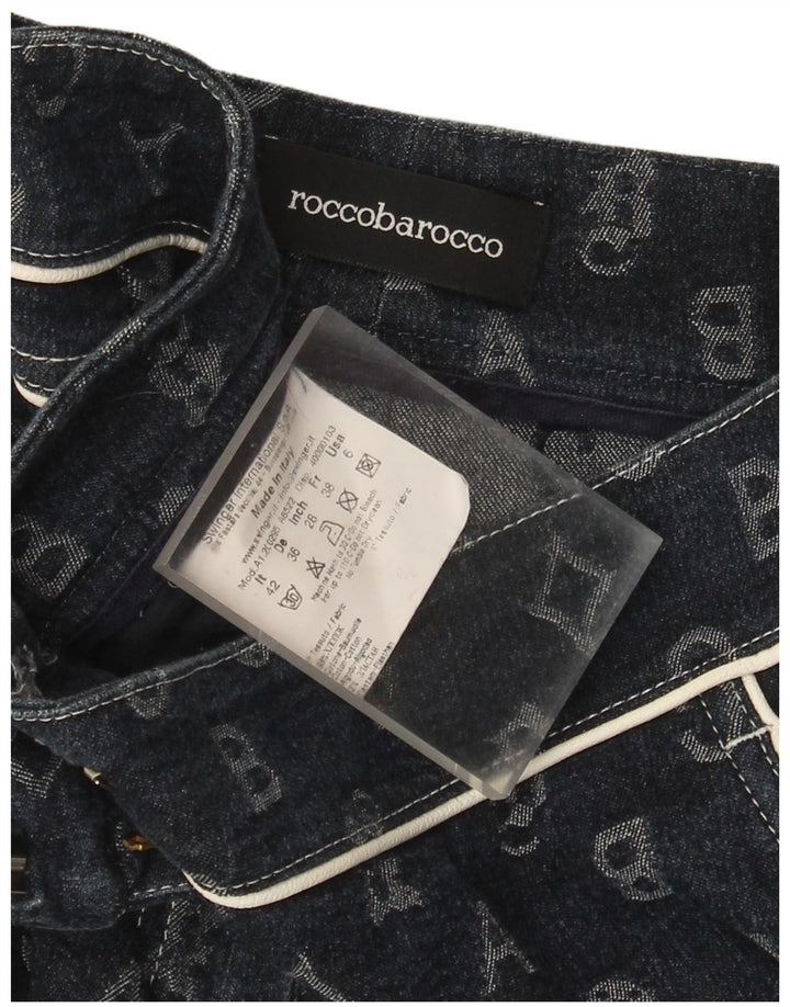 Roccobarocco Damen Caprihose IT 42 Medium W28 L17 Marineblau Geometrisch