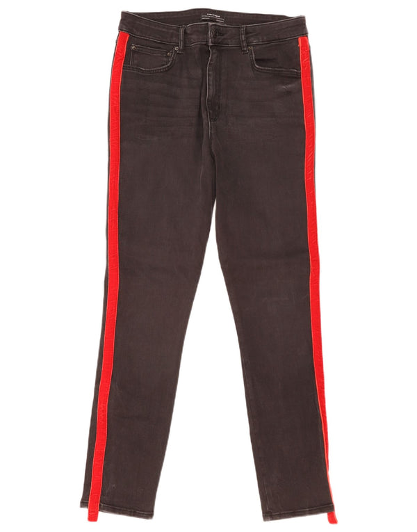 Zara Damen Skinny Jeans EU 42 Large W32 L27 Schwarze Colourblock-Baumwolle