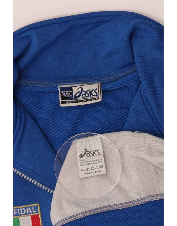 Asics Herren-Trainingsanzug mit Reißverschluss und Grafik-Pullover, Größe L, Blau, Farbblock