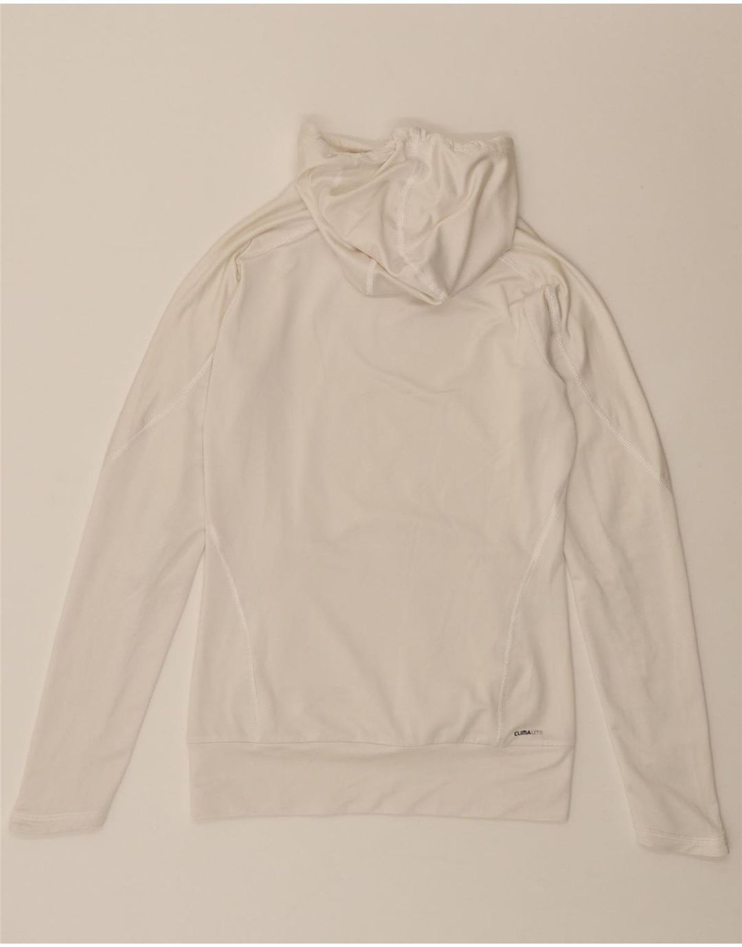 ADIDAS Womens Climalite Hooded Tracksuit Top Jacket UK 10 Small White Vintage Adidas and Second-Hand Adidas from Messina Hembry 