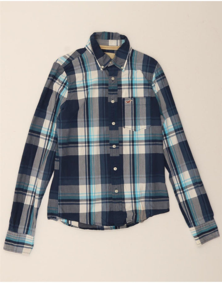 HOLLISTER Mens Shirt Medium Navy Blue Check Cotton Vintage Hollister and Second-Hand Hollister from Messina Hembry 