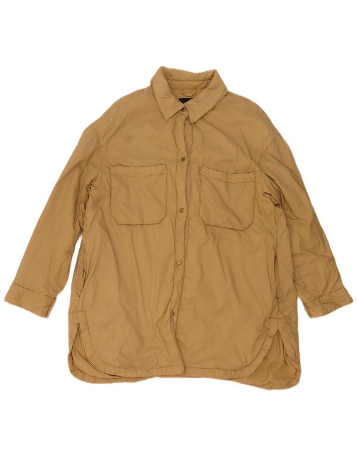 Zara Damen Mantel UK 16 Large Beige Polyester