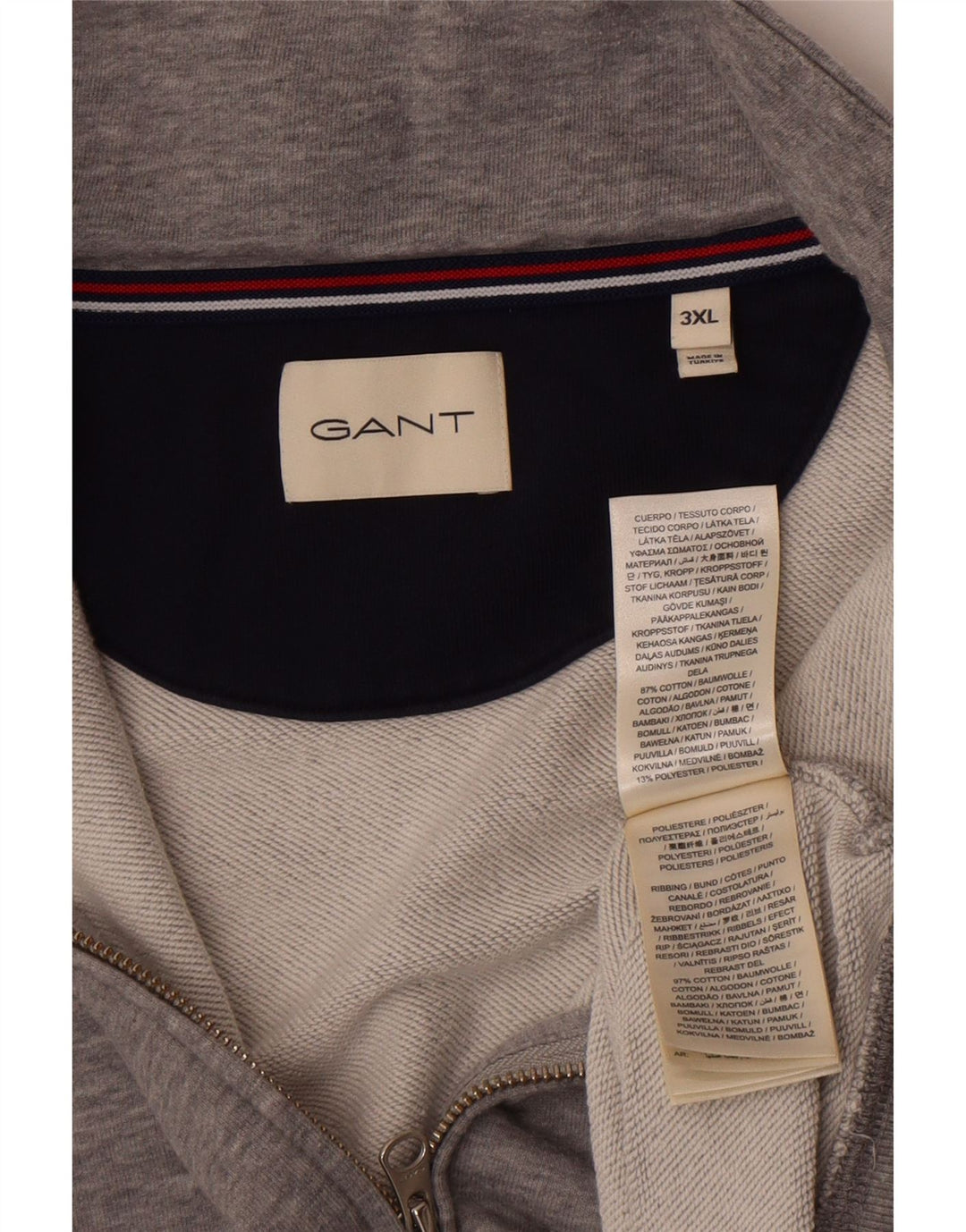 Gant Herren-Trainingsanzugoberteil, Jacke, 3XL, graue Baumwolle