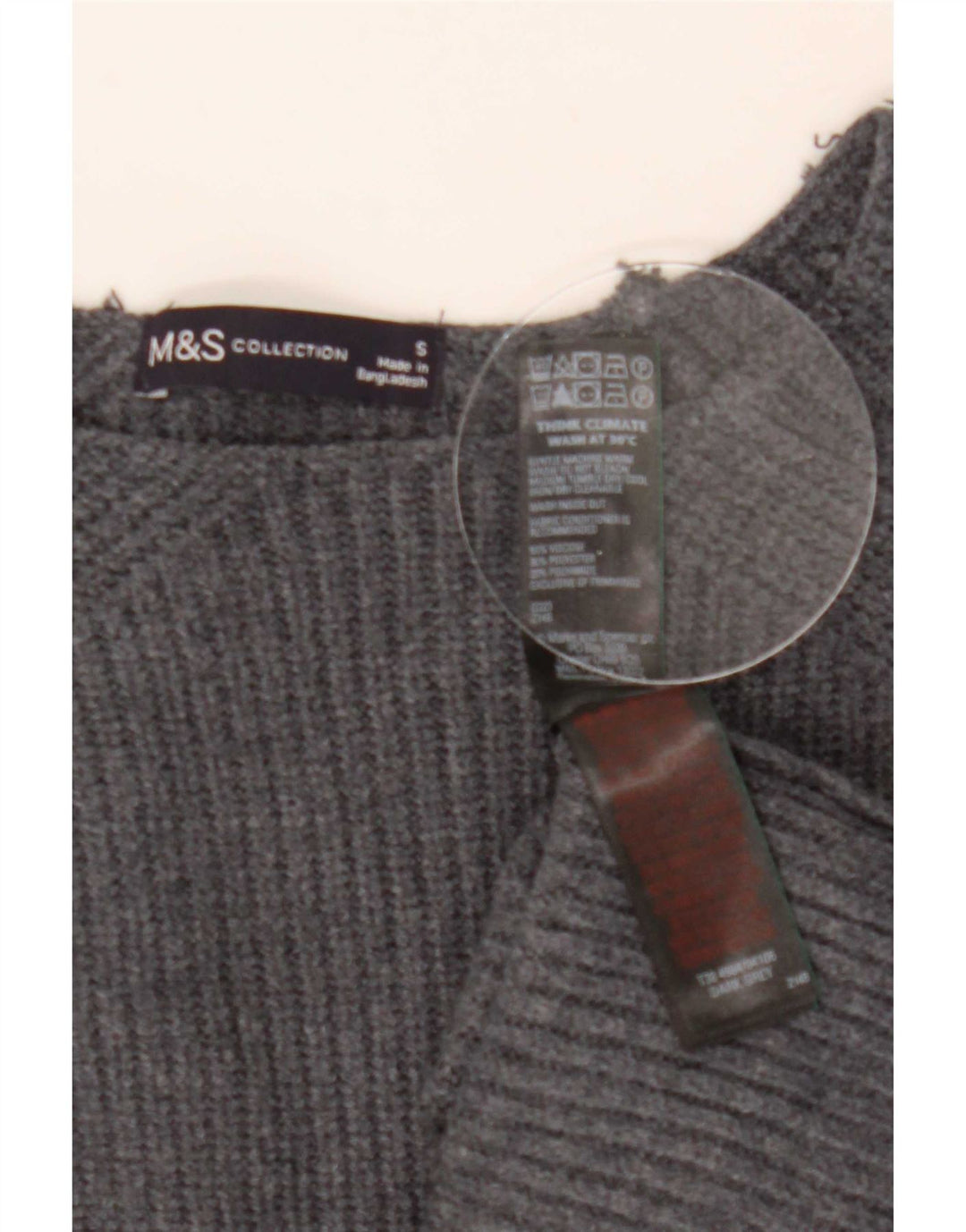 Marks & Spencer Damen-Pullover, übergroß, Rundhalsausschnitt, Gr. 10, Größe S, Grau