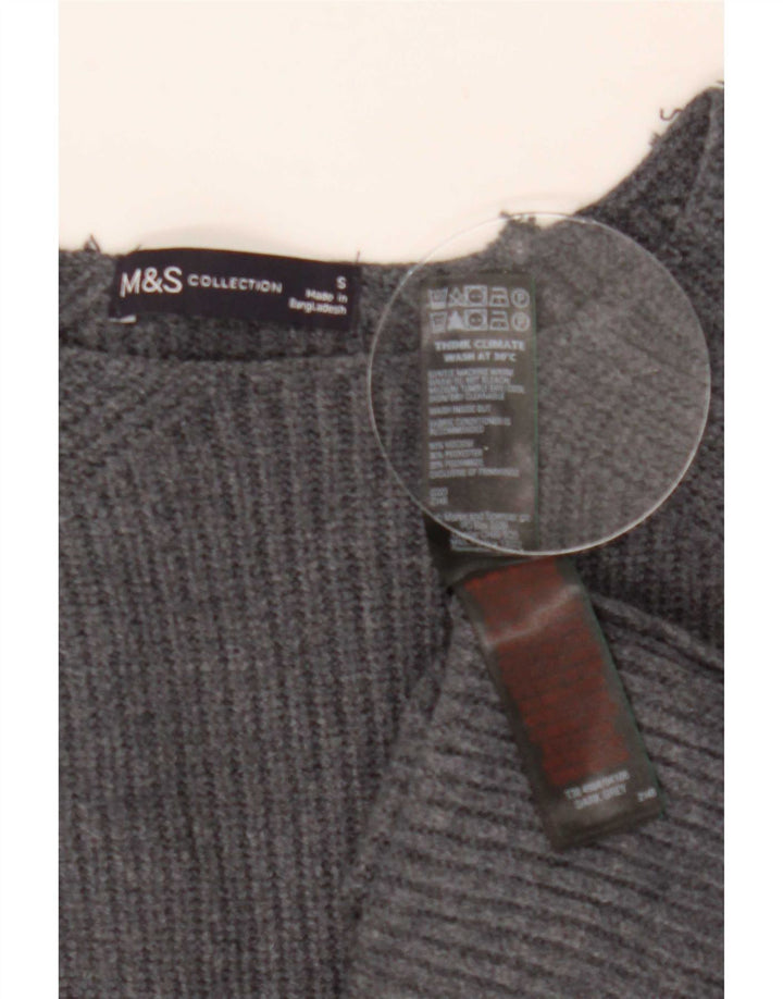 Marks & Spencer Damen-Pullover, übergroß, Rundhalsausschnitt, Gr. 10, Größe S, Grau