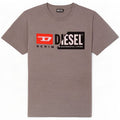 Diesel Herren Grafik-T-Shirt-Oberteil aus mittelgrau gesprenkelter Baumwolle