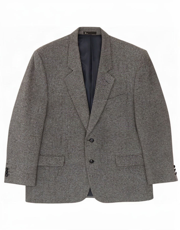 Bhs Herren-Blazer aus Harris-Tweed mit 2 Knöpfen, UK 46, 3XL, graue Wolle