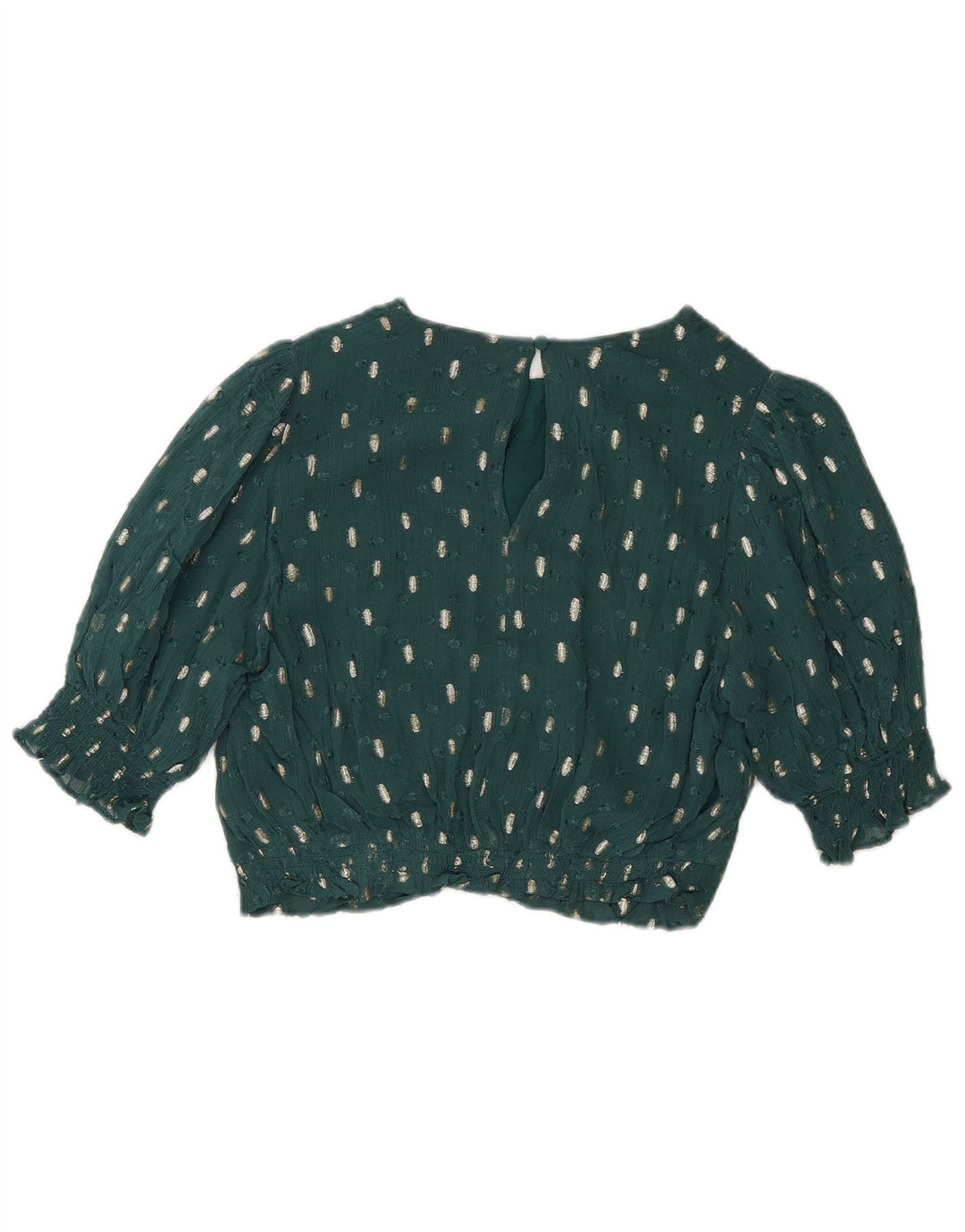 Boden Damen Crop Bluse Top UK 12 Mittelgrün meliert Viskose