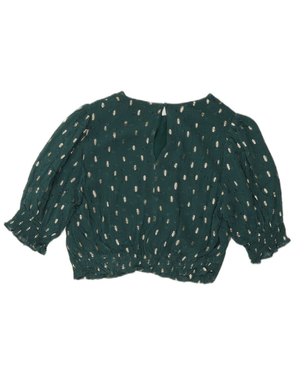 Boden Damen Crop Bluse Top UK 12 Mittelgrün meliert Viskose