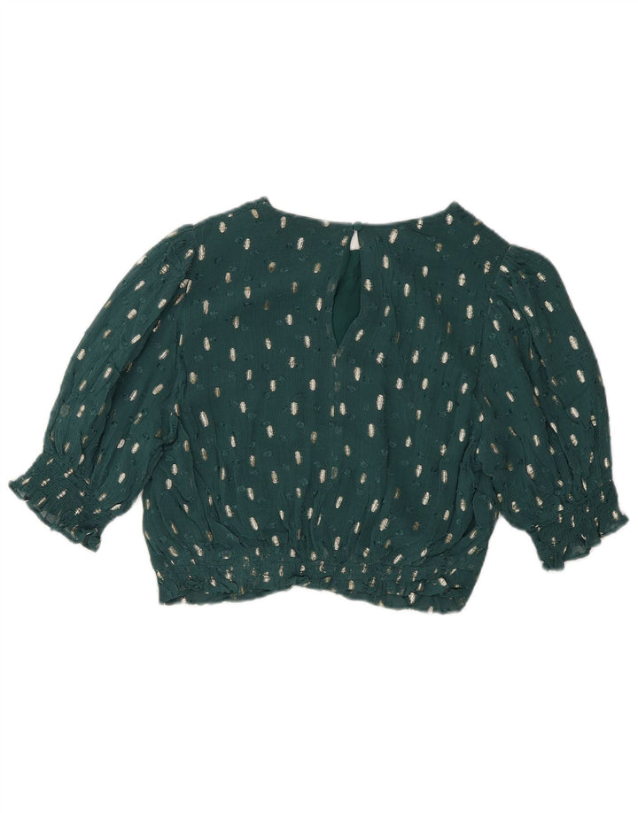 Boden Damen Crop Bluse Top UK 12 Mittelgrün meliert Viskose