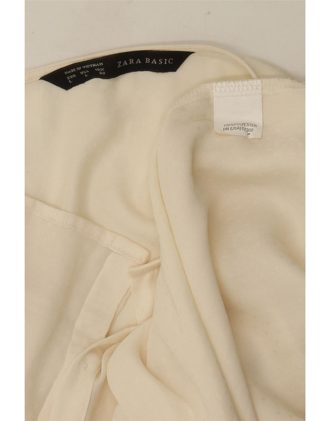 Zara Damen ärmellose Hemdbluse UK 16 Large Off White Polyester