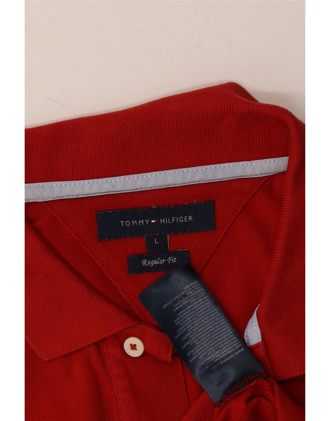 TOMMY HILFIGER Mens Regular Fit Polo Shirt Large Red Cotton Vintage Tommy Hilfiger and Second-Hand Tommy Hilfiger from Messina Hembry 