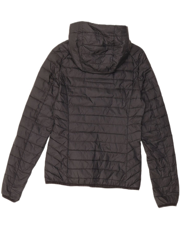 Superdry Damen-Jacke mit Kapuze, gepolstert, UK 6 XS, schwarzes Nylon
