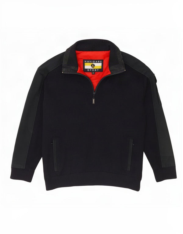 Navigare Mens Knit 1/4 Zip Sweatshirt Jumper Medium Navy Blue Sports