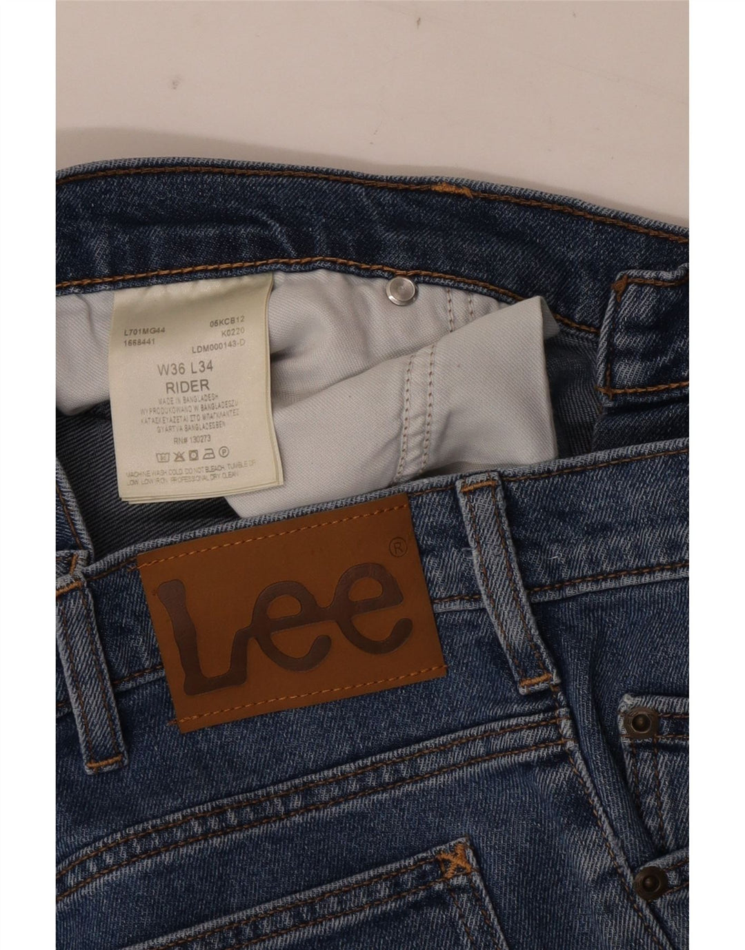 Lee Herren Rider Straight Jeans W36 L30 Blaue Baumwolle