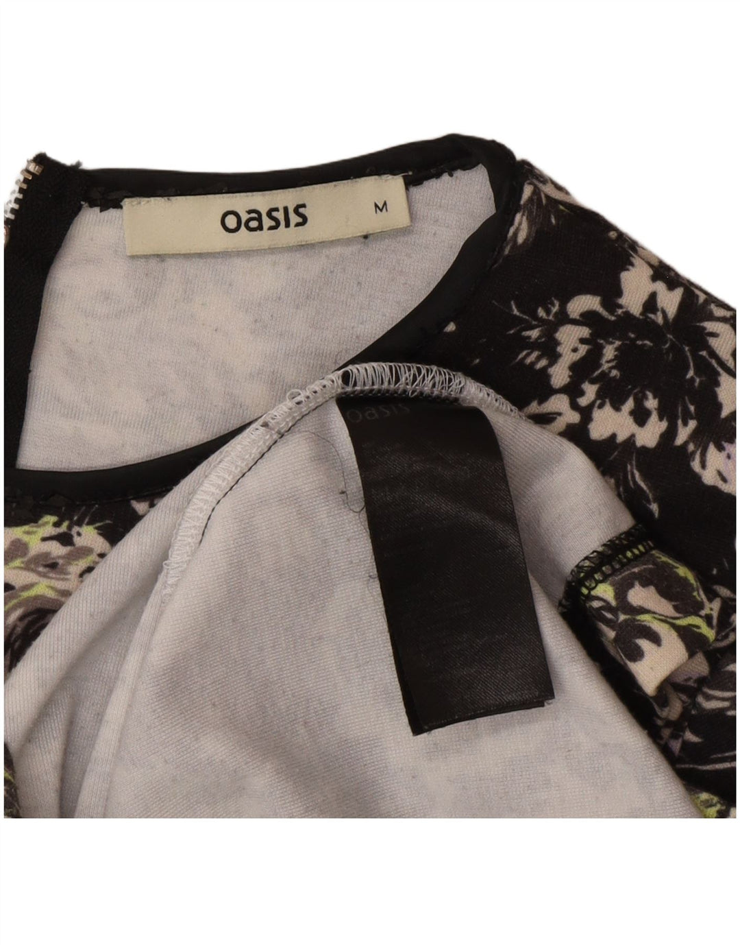 Oasis Damen-Basic-Kleid UK 14 Mittelschwarzes, geblümtes Polyester