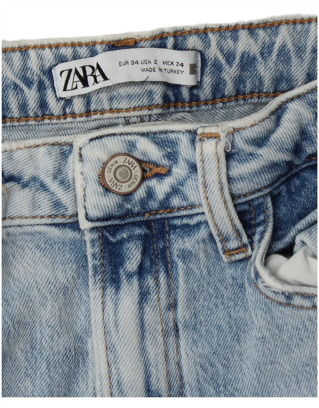 Zara Damen Straight Jeans EU 34 2XS W24 L25 Blau