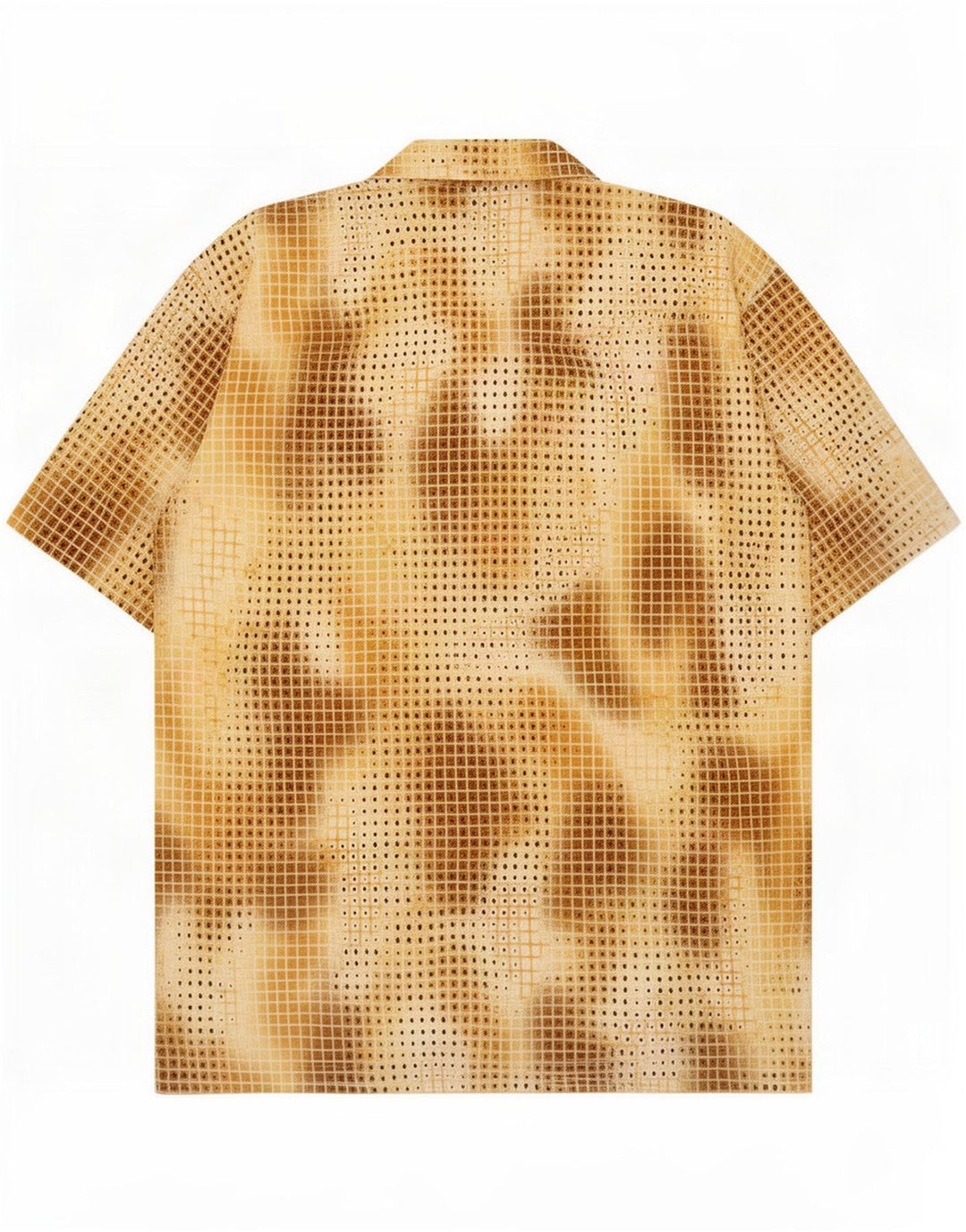 Vintage Herren-Hemd mit abstraktem Muster, mittelbraun geflecktes Polyester