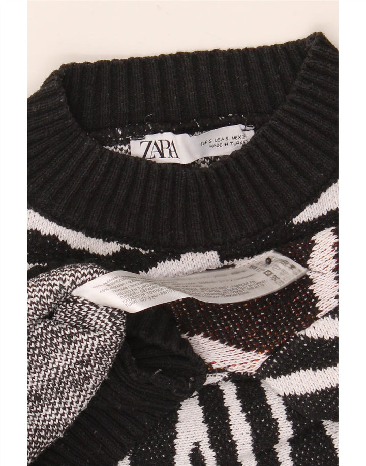 Zara Damen-Pullover, übergroß, kurz geschnitten, Rollkragenpullover, Gr. 10, Größe S, Schwarz