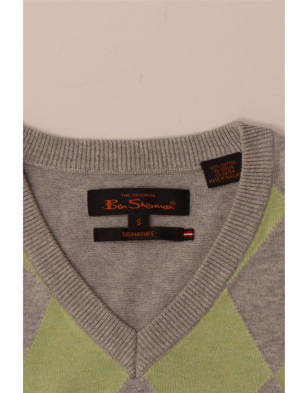 Ben Sherman Herren-Weste, Tanktop, Größe S, Grau, Argyle/Diamant-Baumwolle