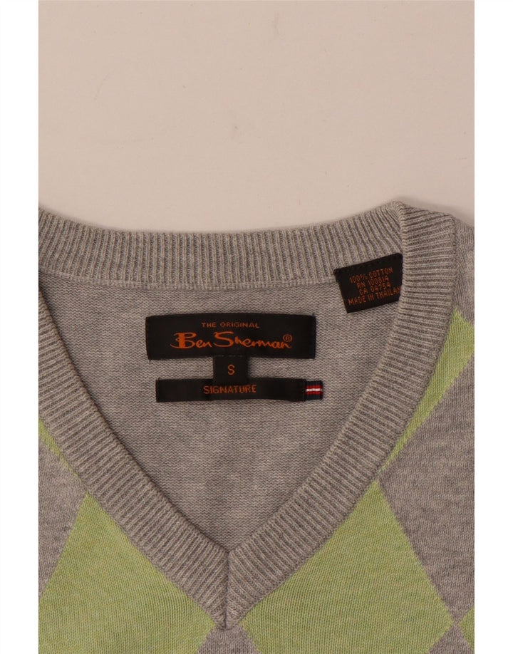 Ben Sherman Herren-Weste, Tanktop, Größe S, Grau, Argyle/Diamant-Baumwolle