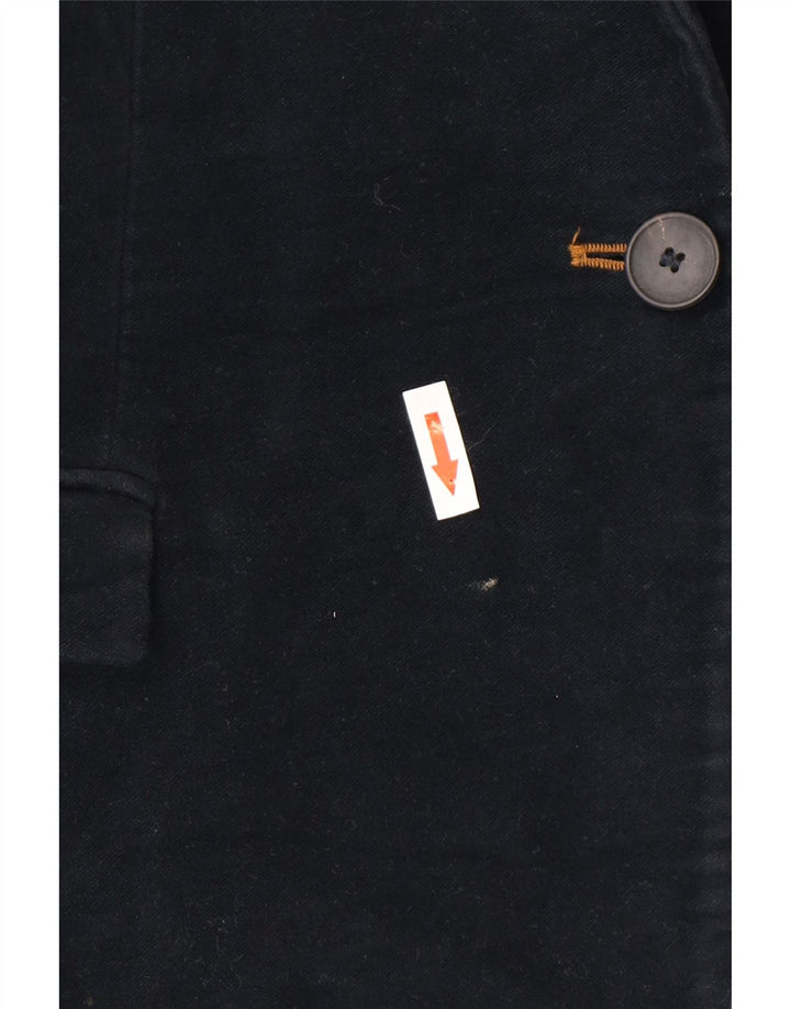 Zara Damen 1-Knopf-Blazerjacke UK 12 Medium Navy Blue Acetate