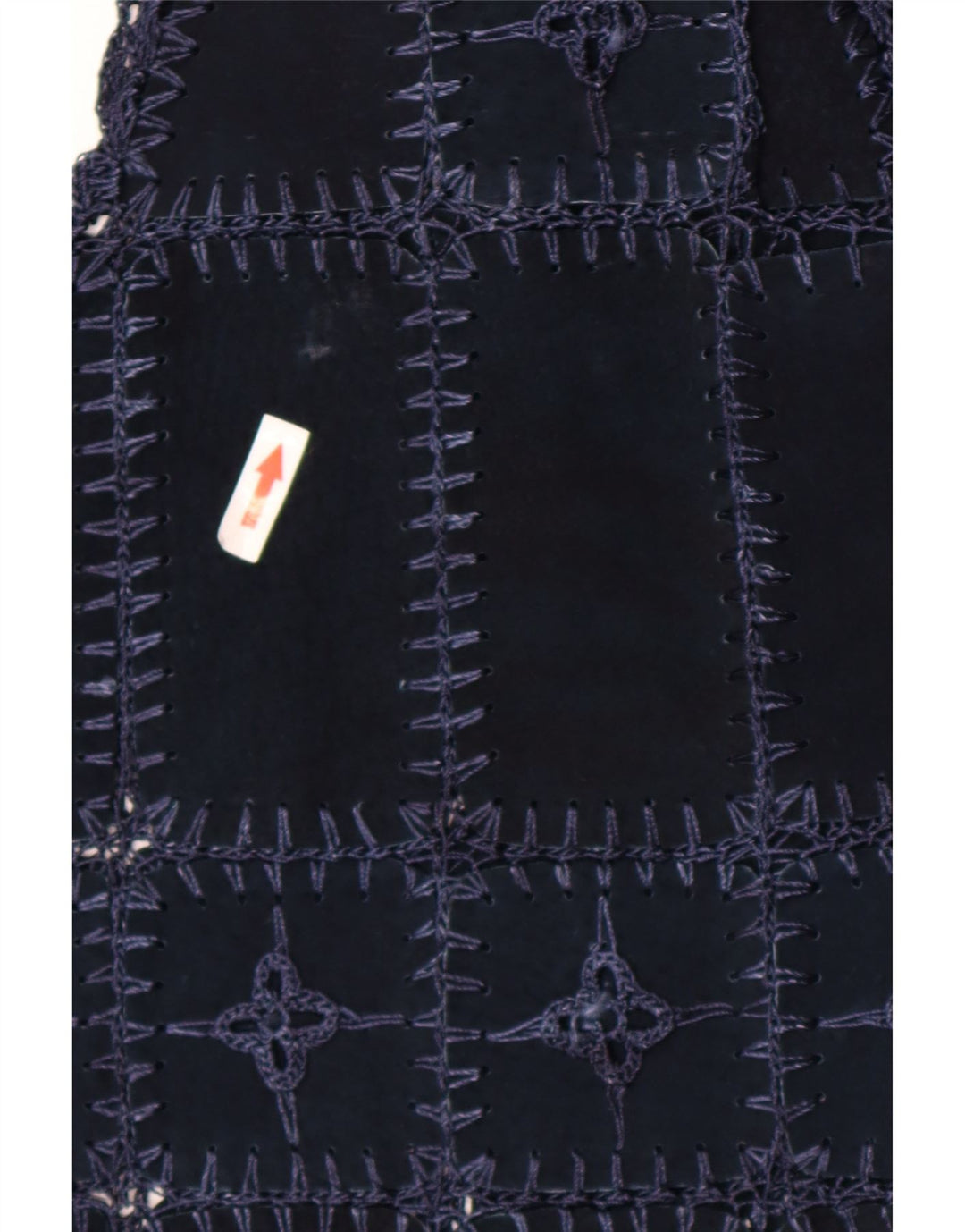 Vintage Damen Wildleder Gilet UK 14 Medium Navy Blue Patchwork