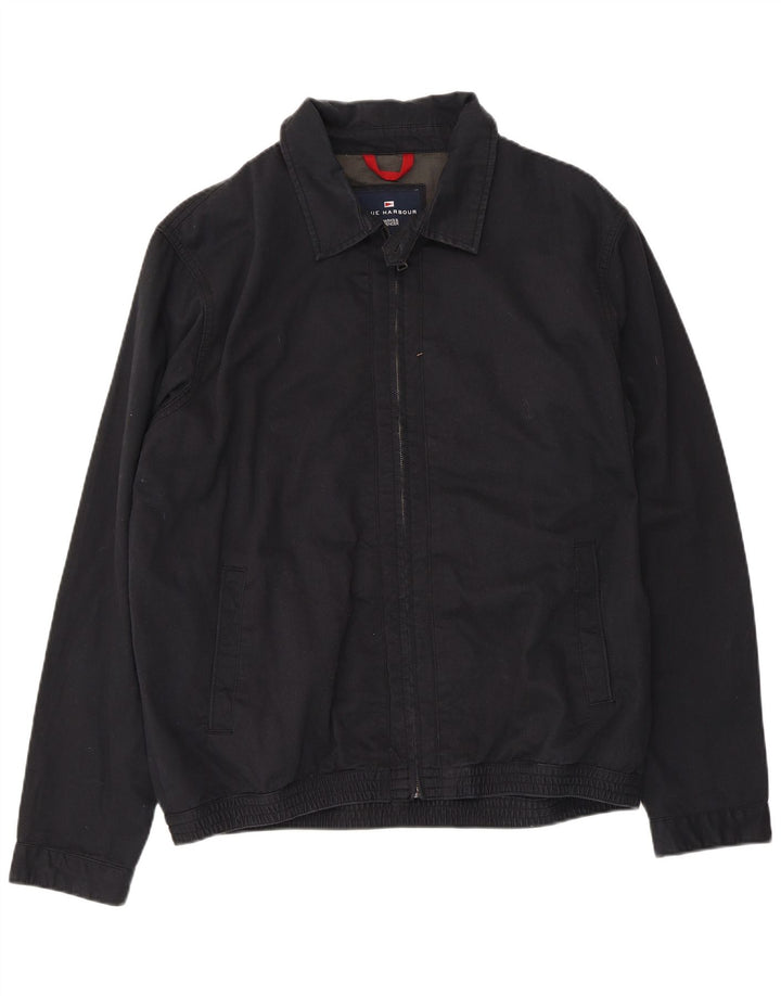 Marks & Spencer Herren Blue Harbor Bomberjacke UK 40 Große schwarze Baumwolle