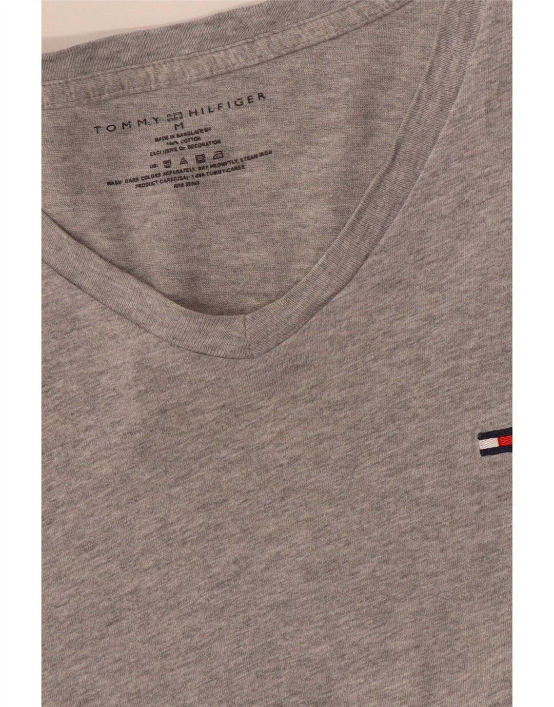 Tommy Hilfiger Herren-T-Shirt-Oberteil aus mittelgrau gefleckter Baumwolle