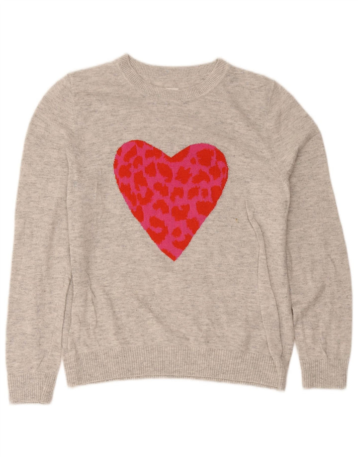 John Lewis Damen Grafik-Sweatshirt-Pullover UK 12 Mittelgraues Baumwollherz