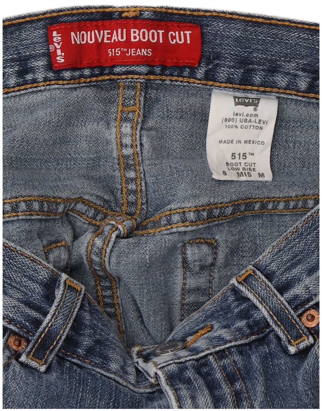 Levi's Damen 515 Bootcut-Jeans mit niedriger Taille, US 8, Mittel, W30, L31, blaue Baumwolle