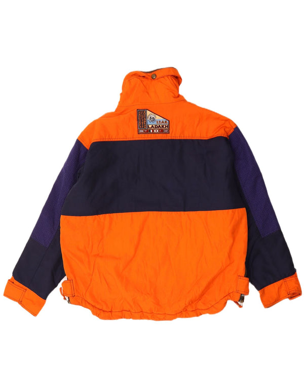 Ladakh Herren-Kapuzenpullover-Skijacke, UK 42, XL, Orange, Farbblock