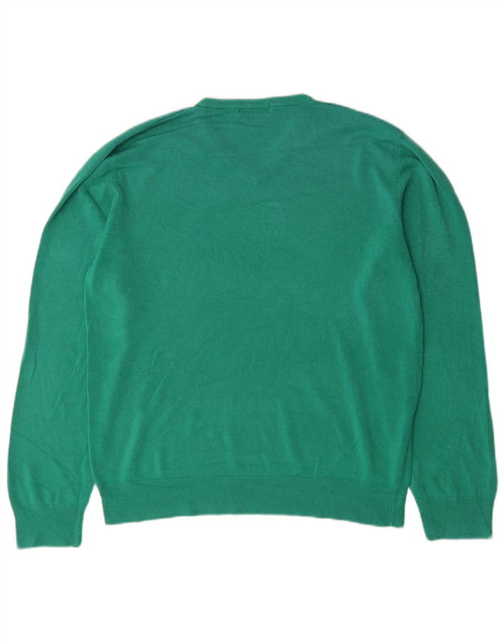 Marks & Spencer Herren Blue Harbor V-Ausschnitt Pullover Pullover Large Grün