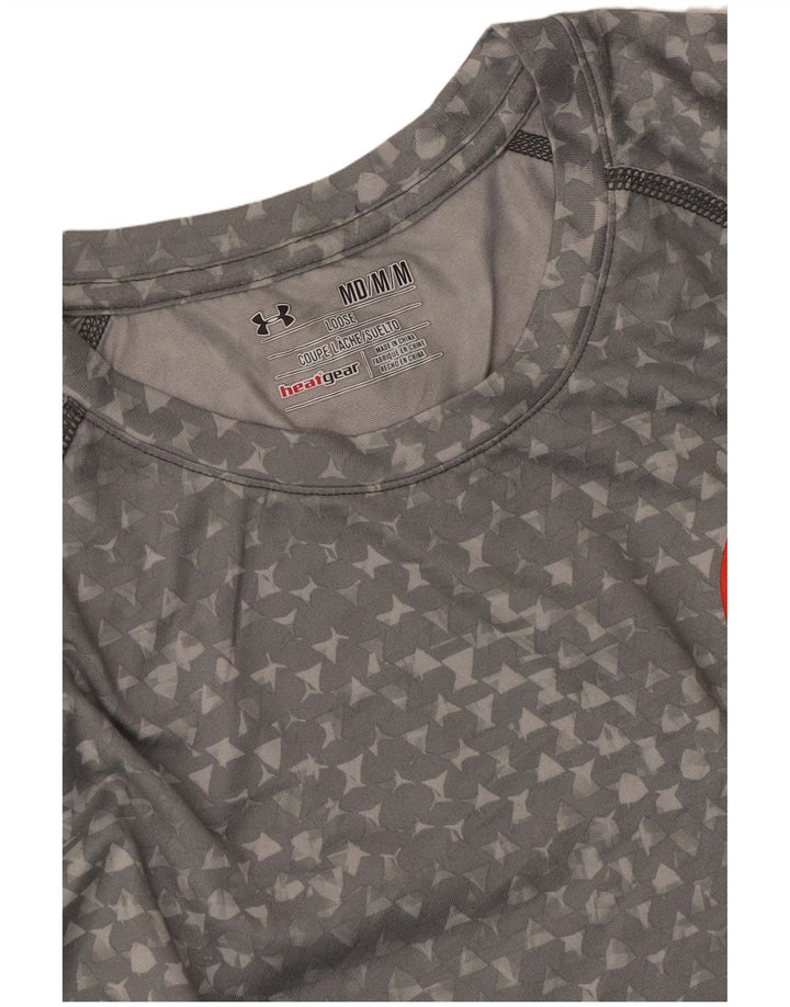 UNDER ARMOUR Herren Heat Gear T-Shirt Top Mittelgrau Geometrisch