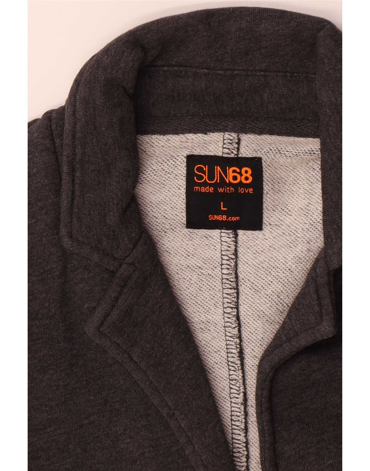 Sun68 Damen 2-Knopf-Blazerjacke, UK 14, große graue Baumwolle