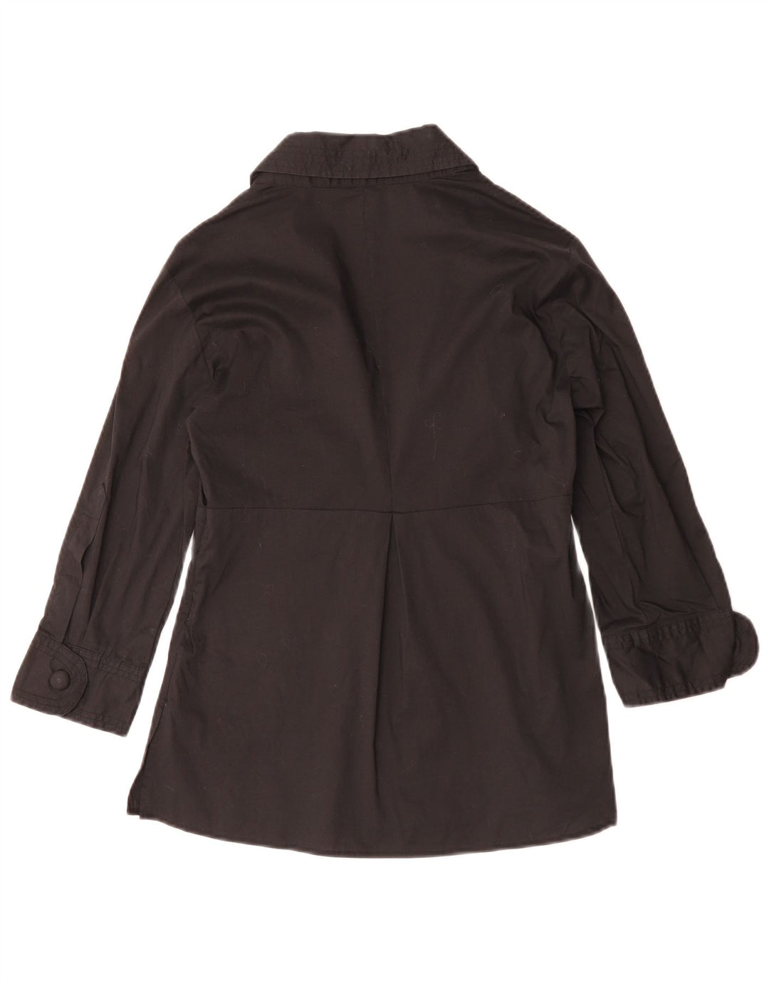 BENETTON Damen-Blusenoberteil mit 3/4-Ärmeln, UK-Größe 10, Größe S, Schwarz, Baumwolle