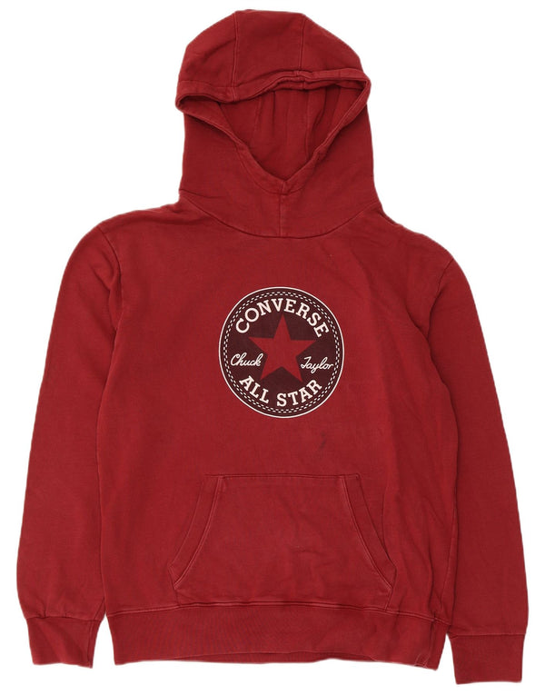 Converse Herren-Kapuzenpullover mit Grafik, Größe S, Burgunderrot, Baumwolle