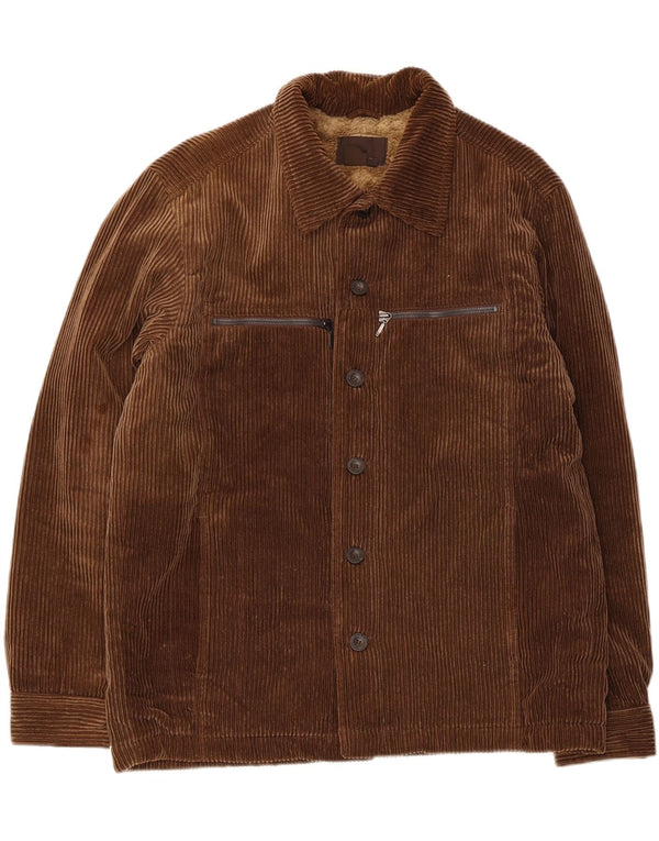 Zara Mens Sherpa Corduroy Jacket UK 38 Medium Brown Cotton